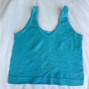 out from under seamless ribbed cropped light blue tank top